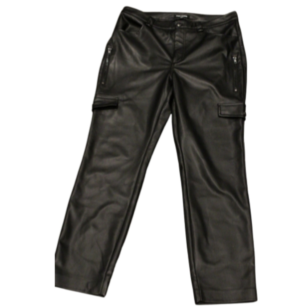 Steve Madden Black Faux Leather Cargo Pants Size L